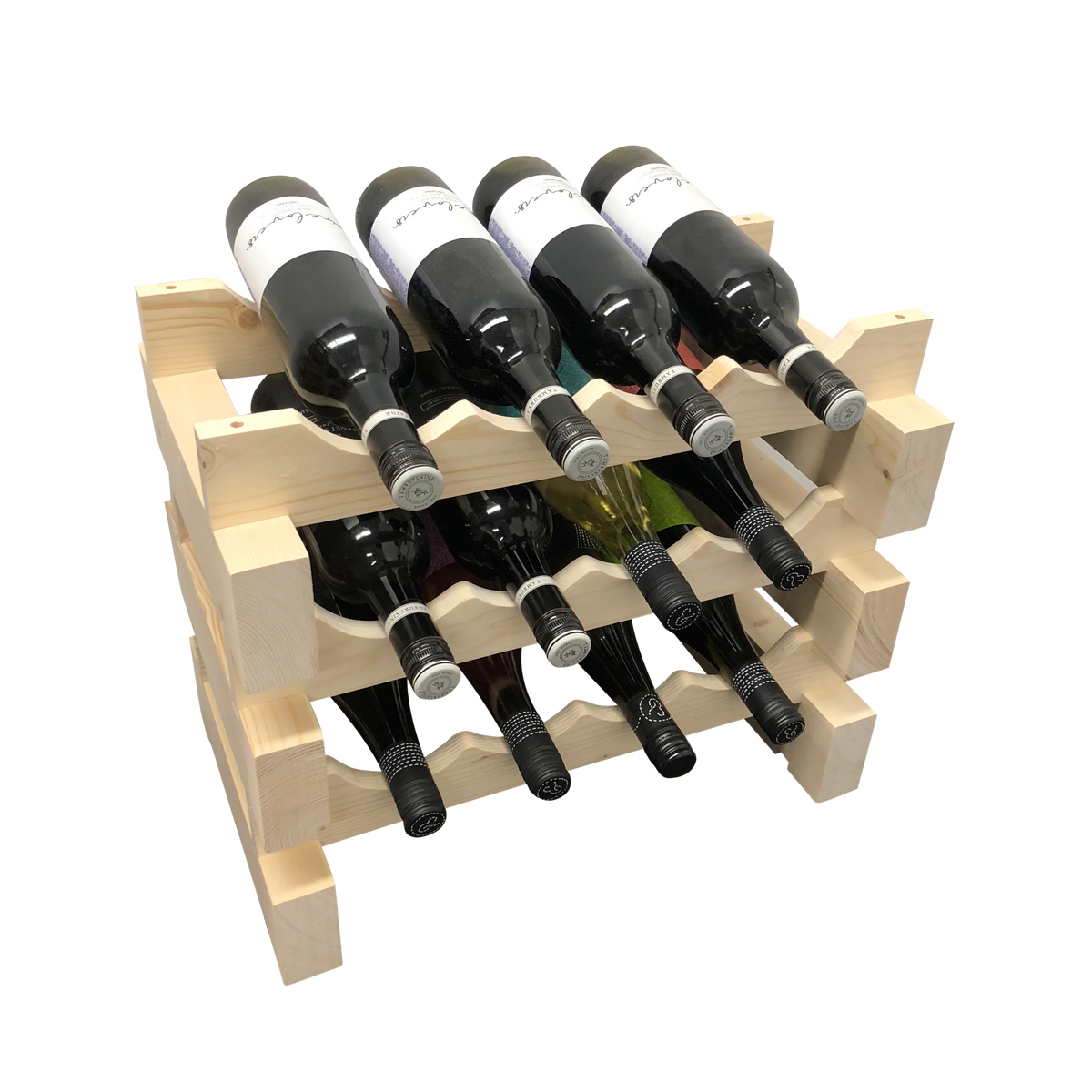 12 Bottle Modular Wine Rack Kit (4 Bottles Wide X 3 Bottles High) - Wine Stash NZ