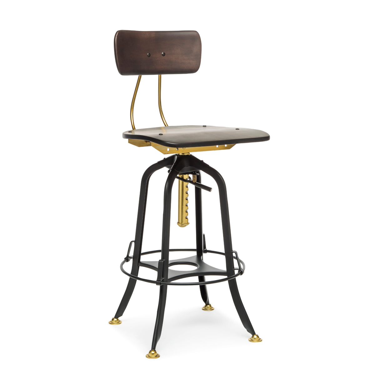 Gold &amp; Black Wooden Bar Stool with Timber Finish - Wine Stash