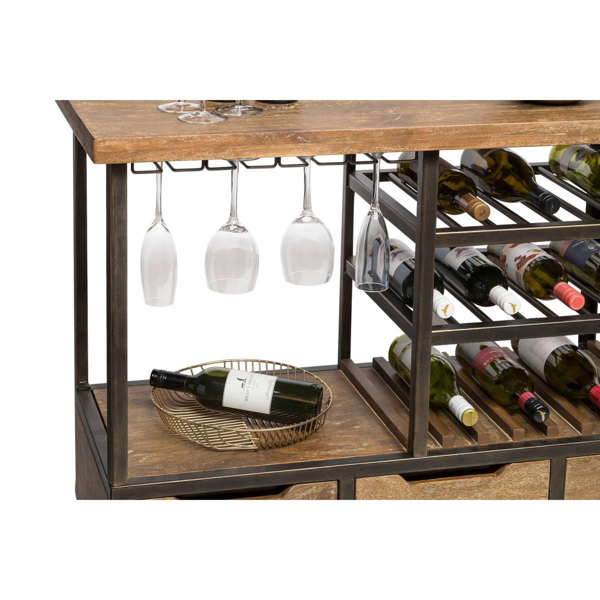 Wooden Bar Cart with Wine Storage - Wine Stash NZ