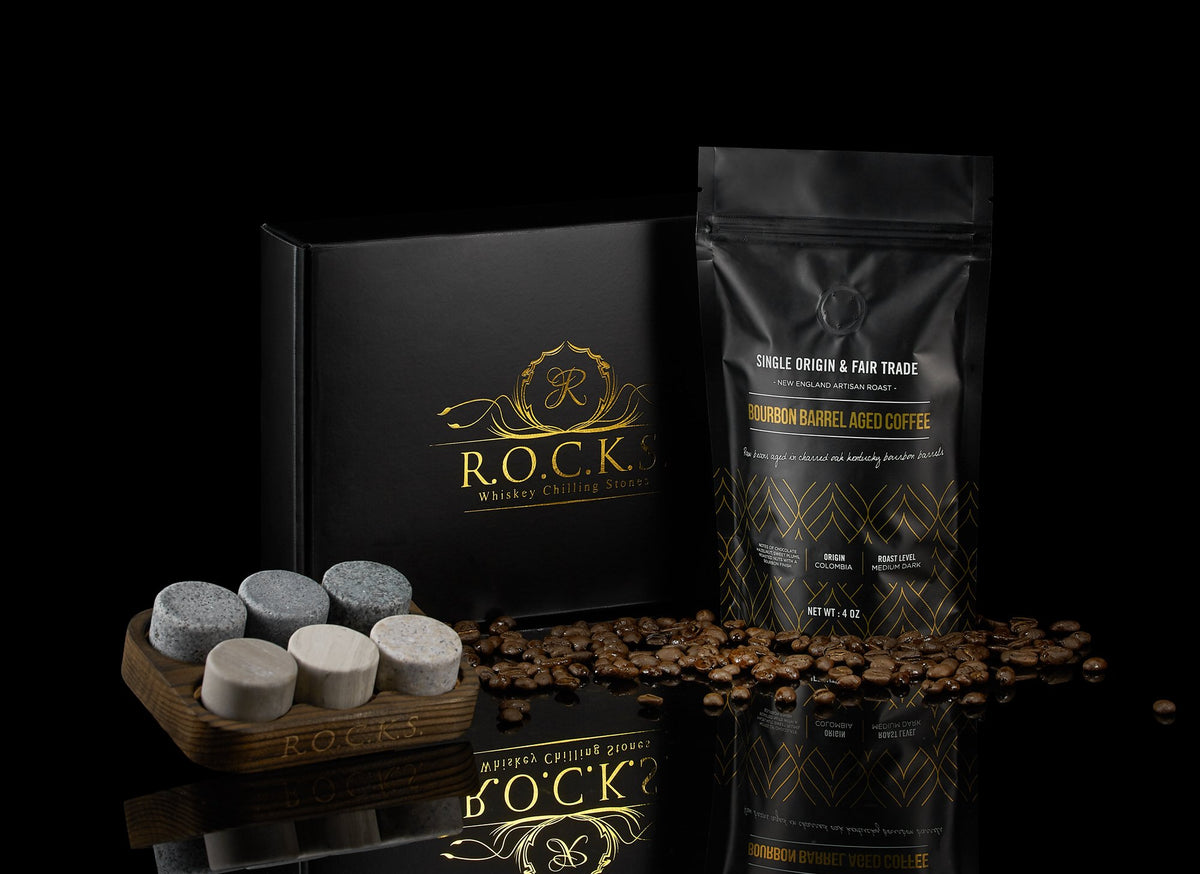 Whiskey Chilling Stones &amp; Colombian Whisky Aged Coffee Gift Set - Wine Stash NZ